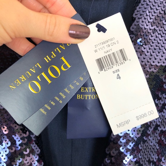 New Ralph Lauren Double Breasted Sequined Blazer - Picture 7 of 16